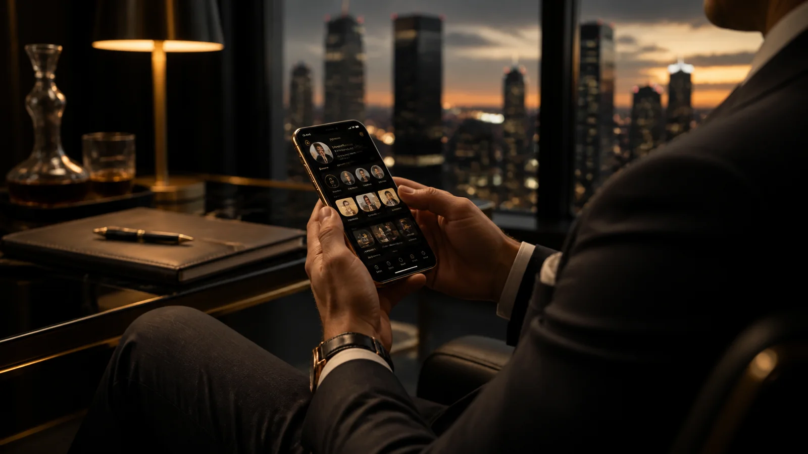 Sugar daddy app - dashboard mobile con filtri e messaggi privati